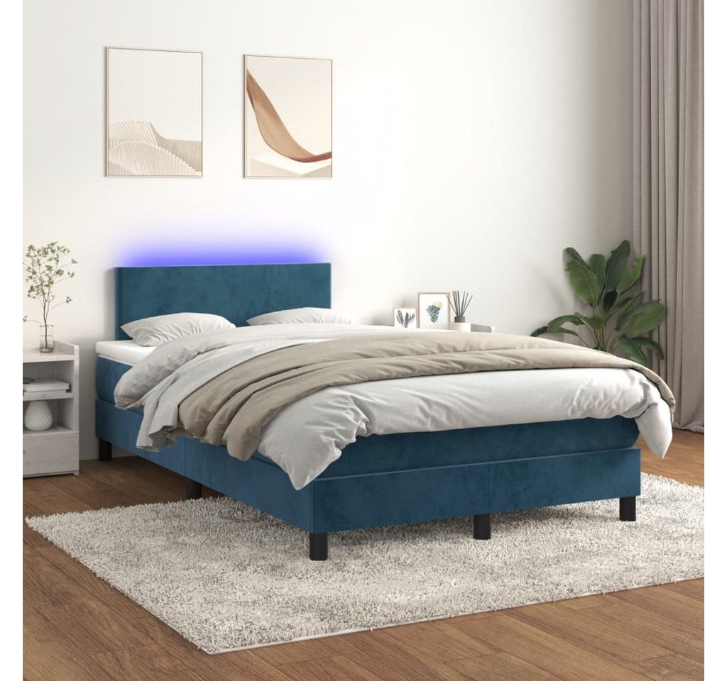 vidaXL Boxspringbett Boxspringbett mit Matratze LED Dunkelblau 120x200 cm S günstig online kaufen