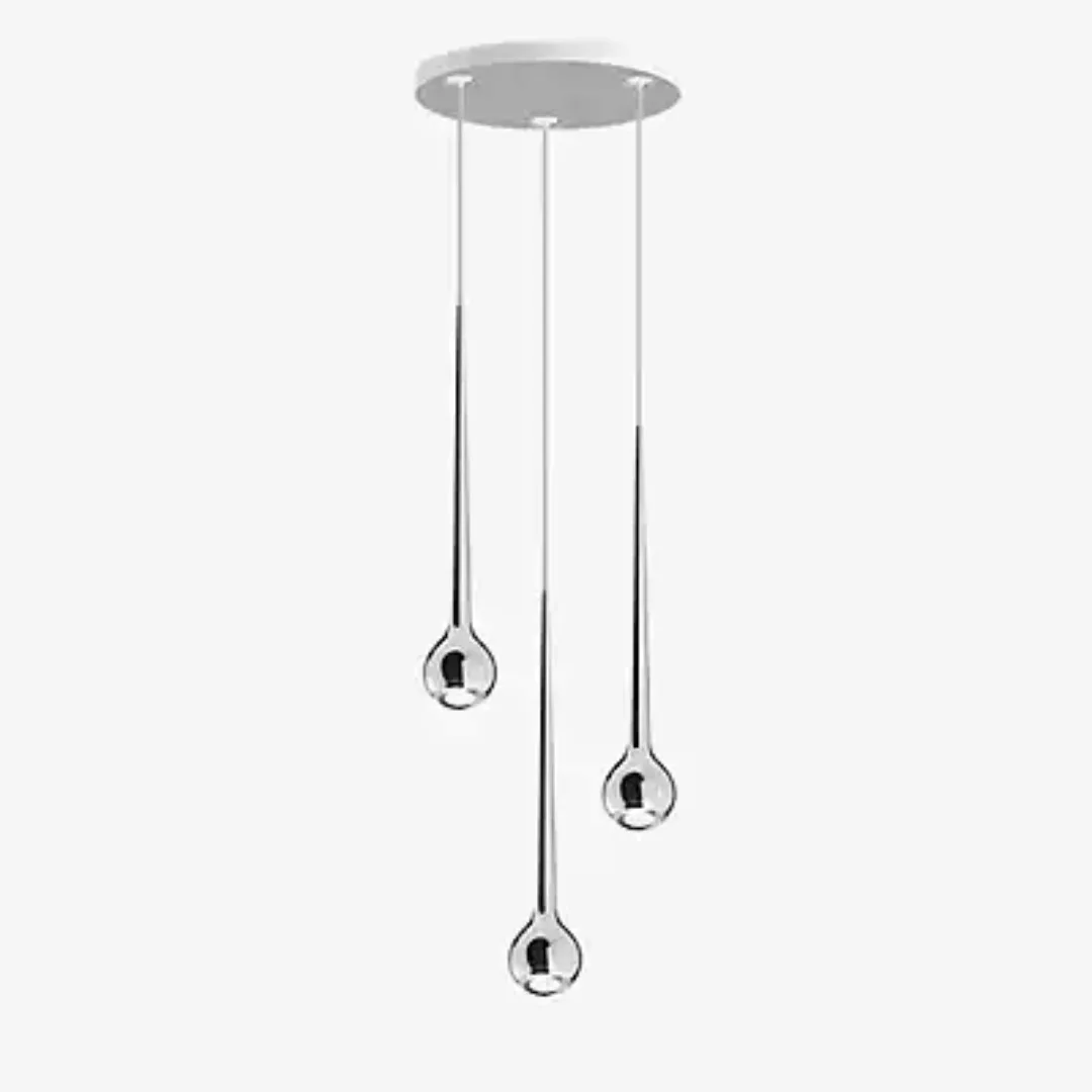 Grau Falling Sun Pendelleuchte LED Cluster - 3-flammig, Chrom - 200 cm günstig online kaufen