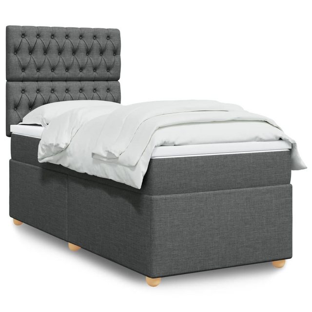 vidaXL Bettgestell Boxspringbett mit Matratze Dunkelgrau 90x200 cm Stoff Be günstig online kaufen