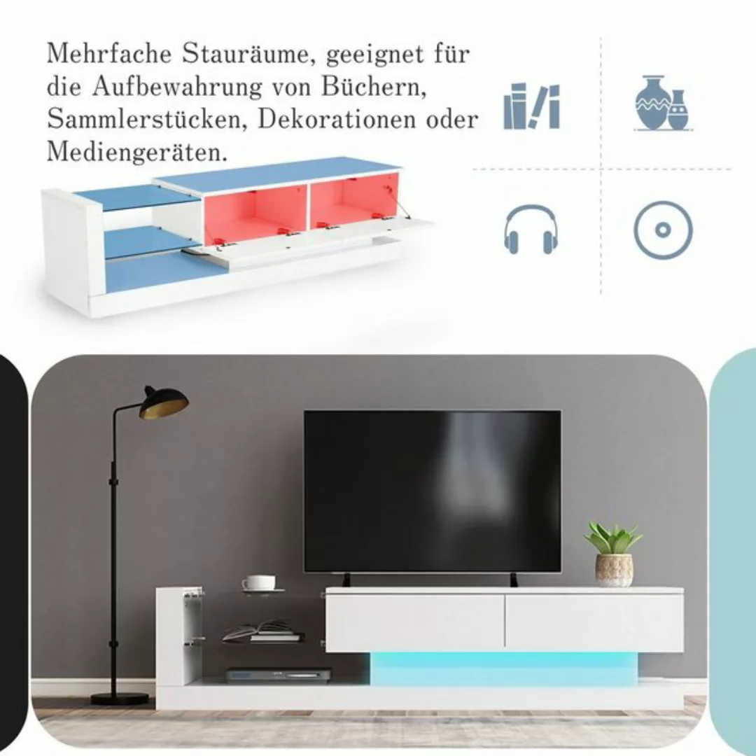 Gotagee TV-Schrank Stilvoller Hochglanz TV-Schrank LED Beistellschrank Wohn günstig online kaufen