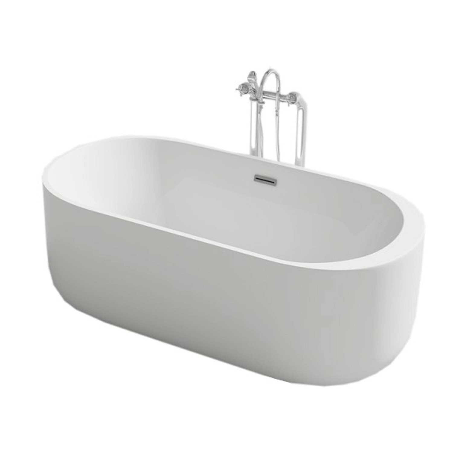 Jet-Line Freistehende Badewanne Wetzikon in Weiß mit Integriertem Überlauf günstig online kaufen