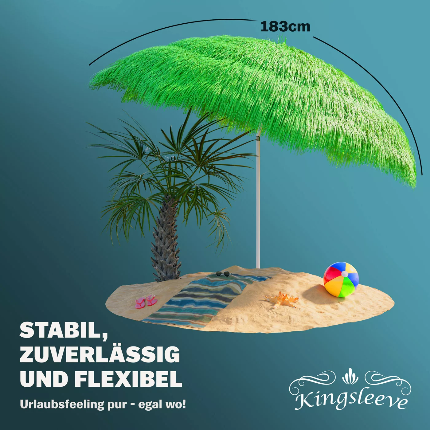 Sonnenschirm Hawaii Grün Ø160cm UV-Schutz 30+ günstig online kaufen