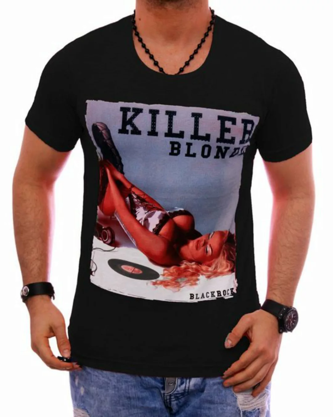 BLACKROCK T-Shirt Herren Shirt T-Shirt Urlaub Motiv kurzarm Rundhals bedruc günstig online kaufen