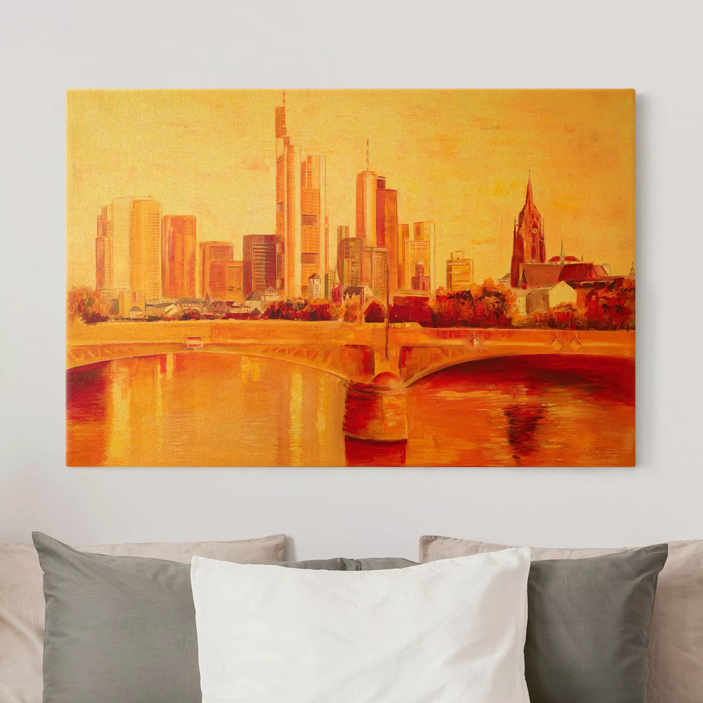 Leinwandbild Skyline Frankfurt günstig online kaufen