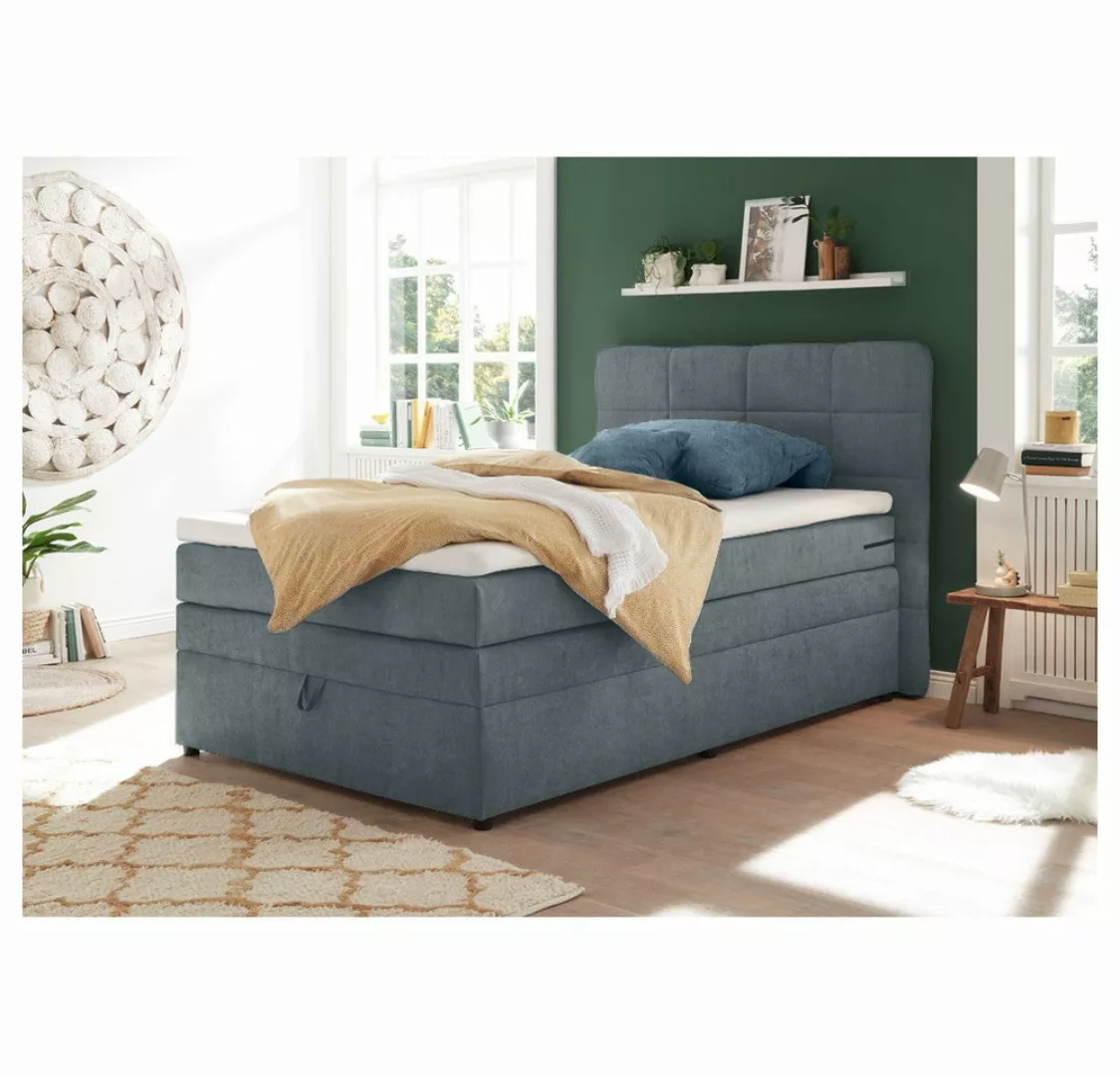 Lomadox Boxspringbett TEREZIN-09, Jugendbett, 140x200, mit Bettkasten, Härt günstig online kaufen