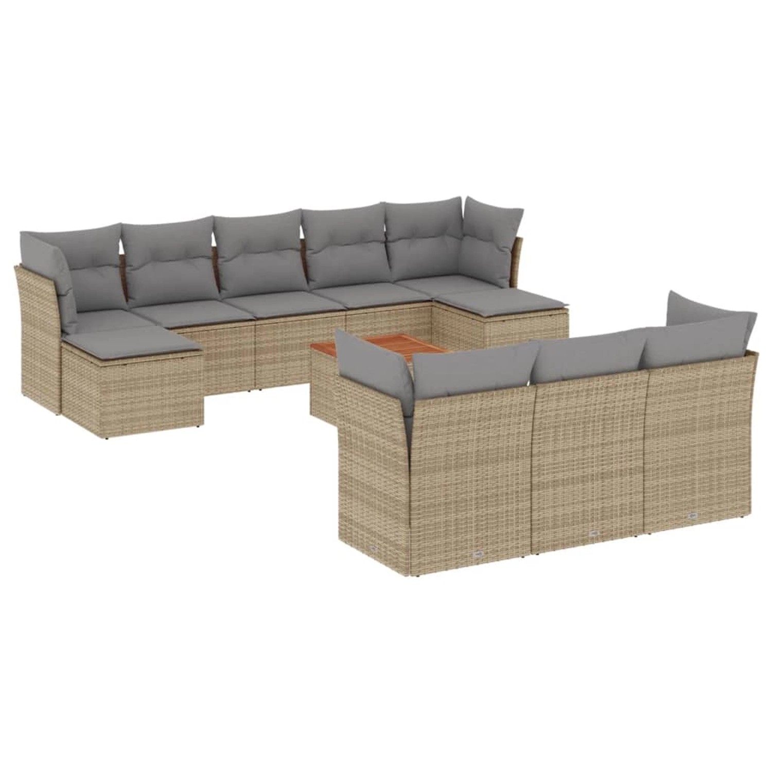 vidaXL 11-tlg Garten-Sofagarnitur mit Kissen Beige Poly Rattan Modell 95 günstig online kaufen