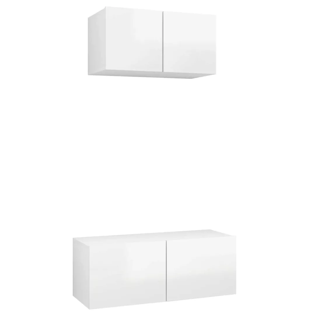 2-tlg. Tv-schrank-set Hochglanz-weiß Spanplatte günstig online kaufen