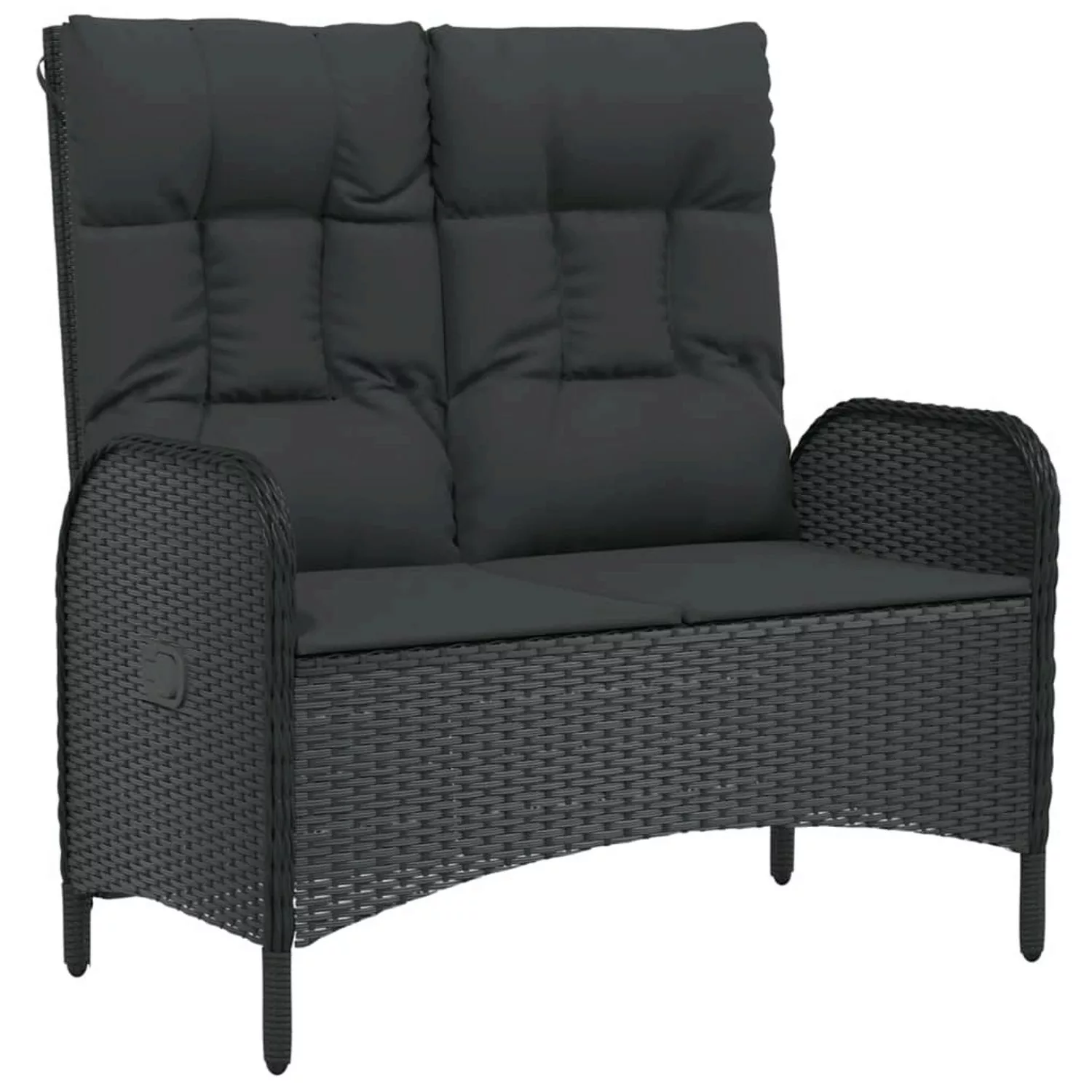 furnicato Gartenbank mit Liegefunktion & Kissen 107cm Poly Rattan Schwarz günstig online kaufen