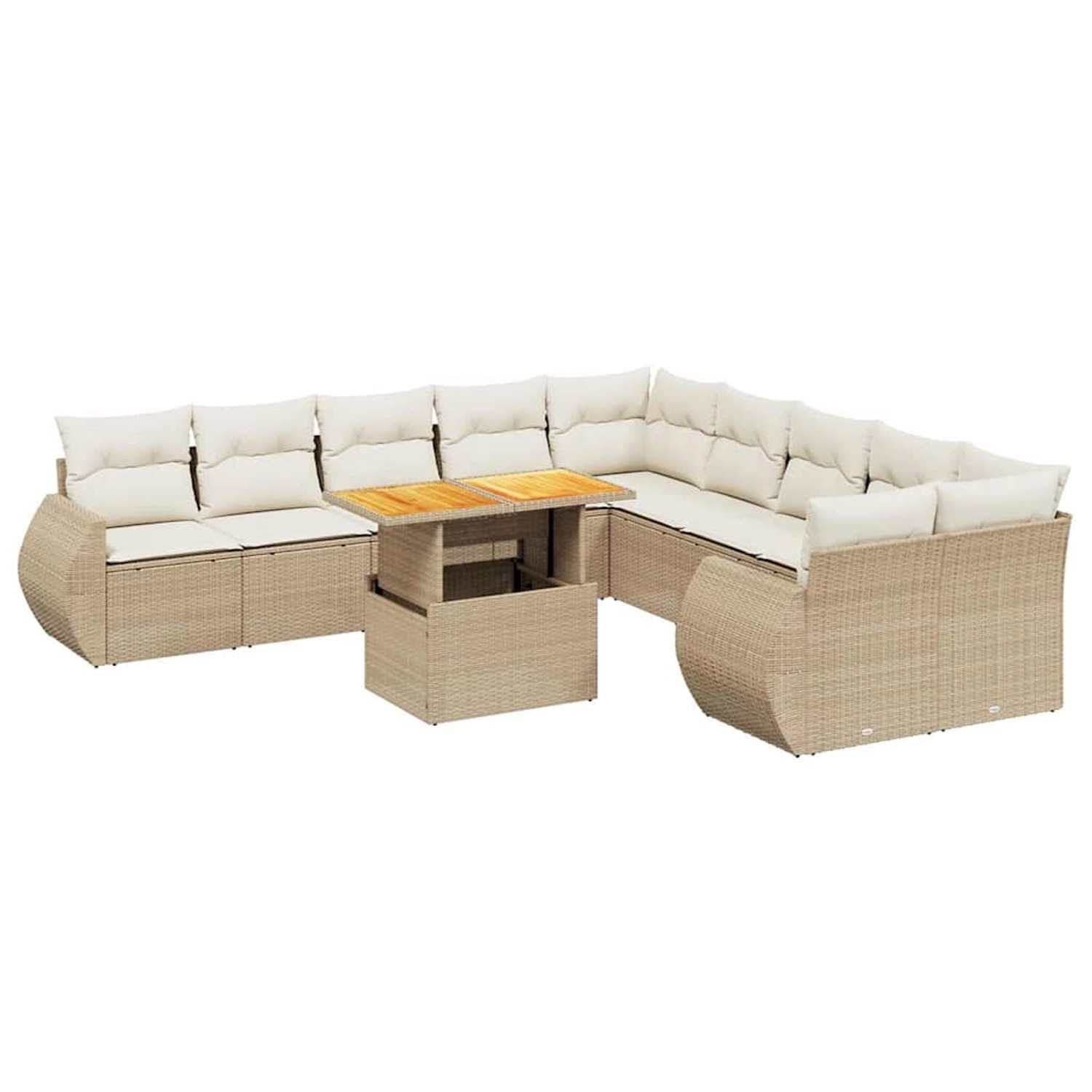 vidaXL 11-Tlg Garten-Sofagarnitur mit Kissen Beige Poly Rattan 3272388 günstig online kaufen