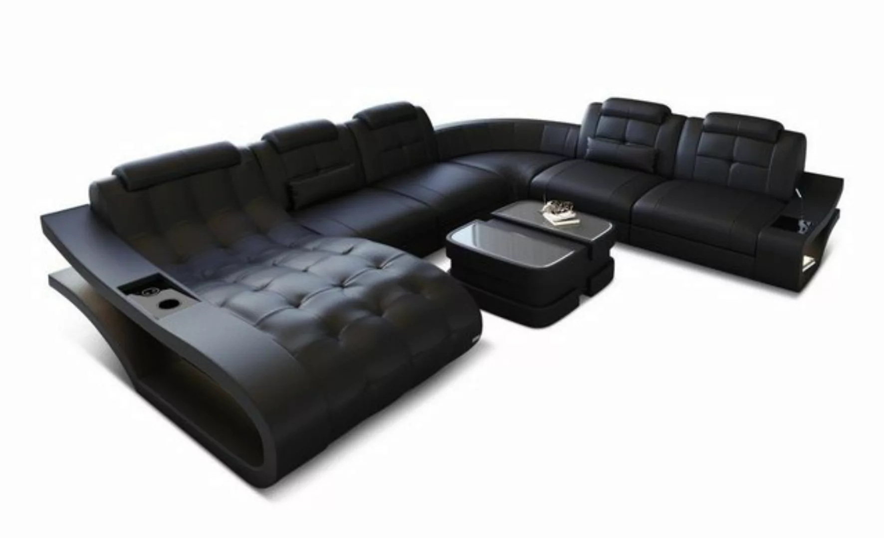 Sofa Dreams Wohnlandschaft Leder Sofa Elegante XXL Form Ledersofa Couch, wa günstig online kaufen