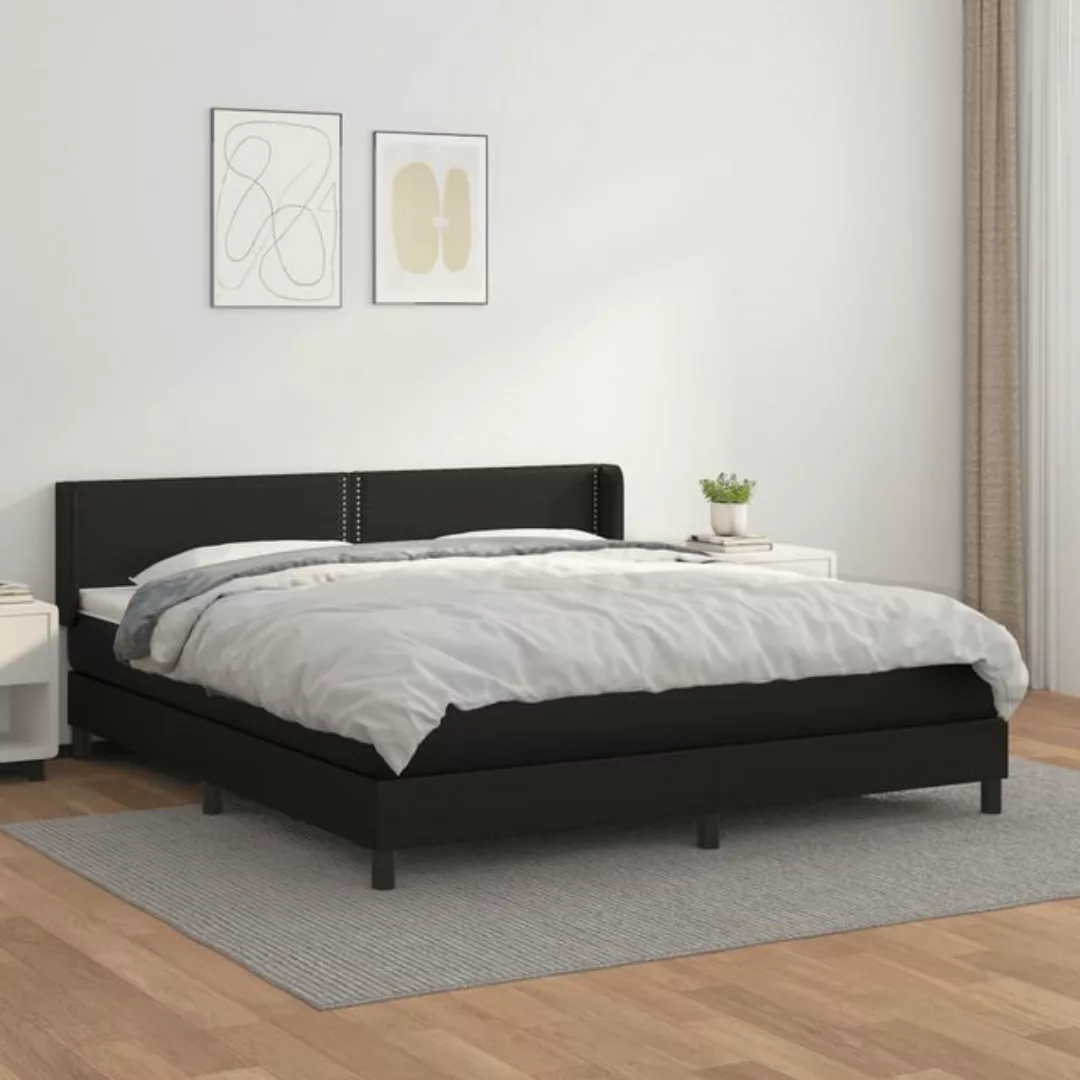 vidaXL Bettgestell Boxspringbett mit Matratze Schwarz 180x200 cm Kunstleder günstig online kaufen