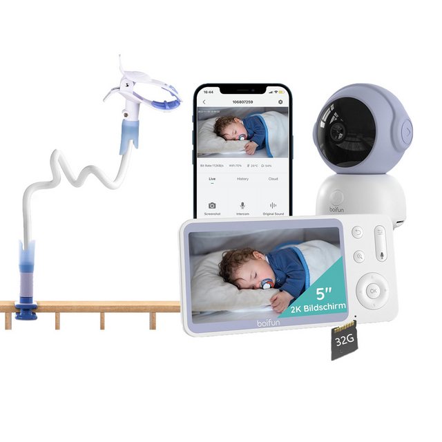 Boifun Babyphone 2K 5" Babyphone mit Kamera, Babyphone und APP mit Halterun günstig online kaufen