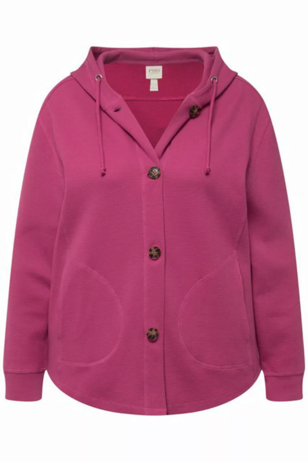 Ulla Popken Sweatjacke Sweatjacke Waffelstruktur Kapuze Biobaumwolle günstig online kaufen