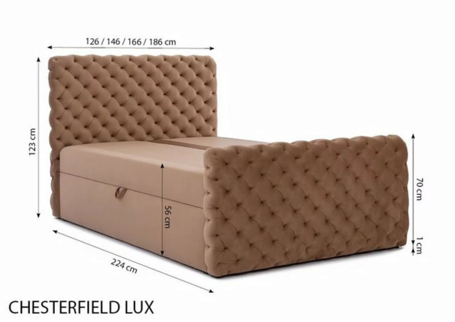 yourhouse24 Boxspringbett Chesterfield Lux mit zwei Bettkästen + Topper günstig online kaufen