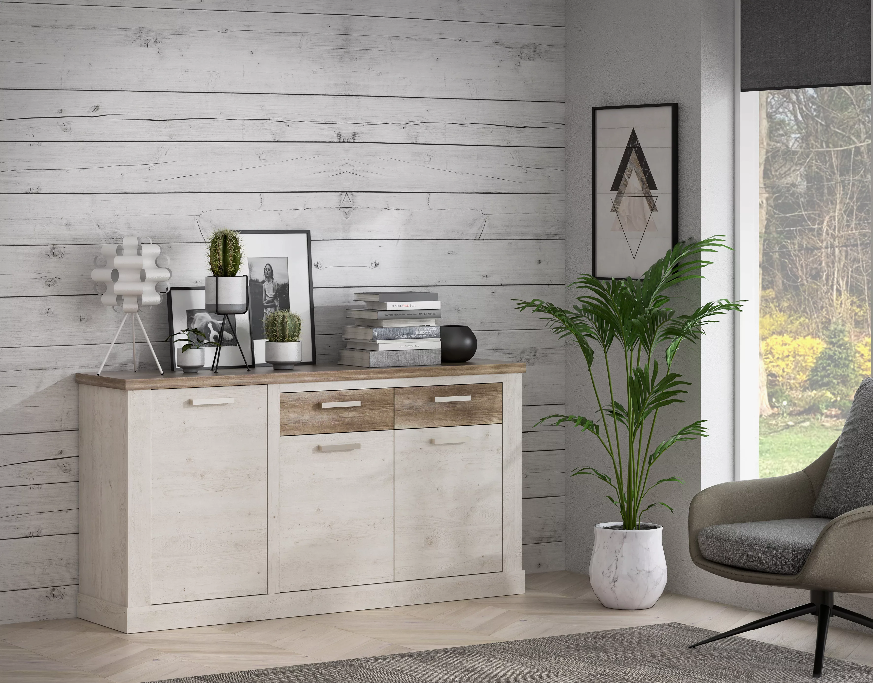 FORTE Sideboard "Duro", mit Türen und Schubladen, im Landhausstil, Breite 1 günstig online kaufen