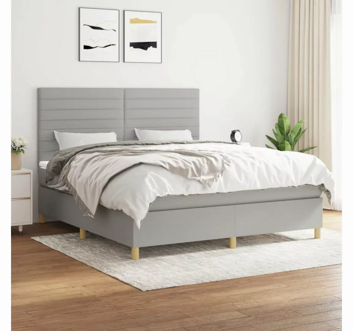 furnicato Bett Boxspringbett mit Matratze Hellgrau 160x200 cm Stoff günstig online kaufen