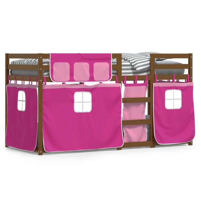vidaXL Bett Etagenbett mit Vorhängen Rosa 90x200 cm Massivholz Kiefer günstig online kaufen