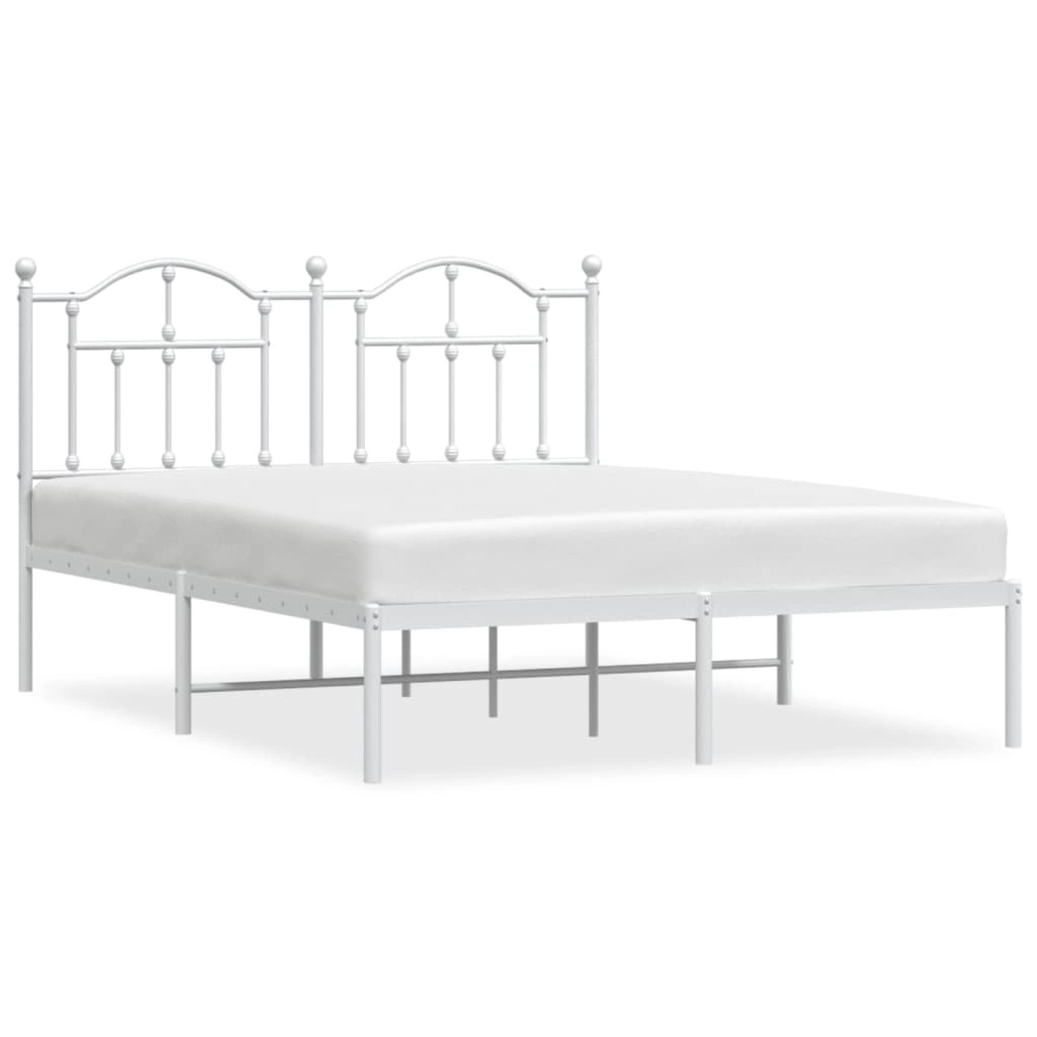 vidaXL Bettgestell Bettrahmen mit Kopfteil Metall Weiß 140x200 cm Bett Bett günstig online kaufen