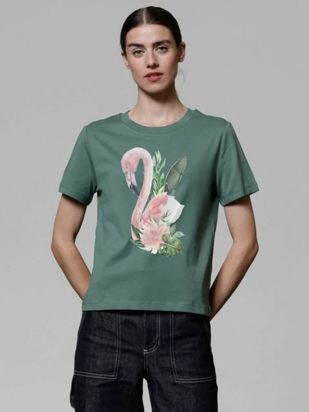 wat? Apparel T-Shirt Flamingo mit Blumen günstig online kaufen