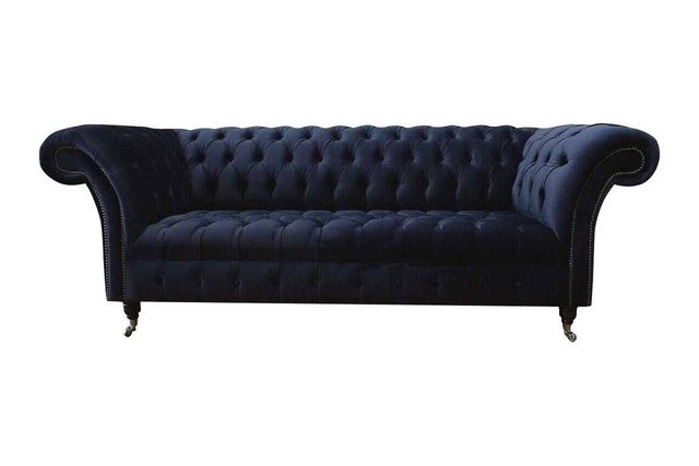 Xlmoebel Sofa Elegantes Sofa für drei Personen in blauer Textiloptik Möbels günstig online kaufen