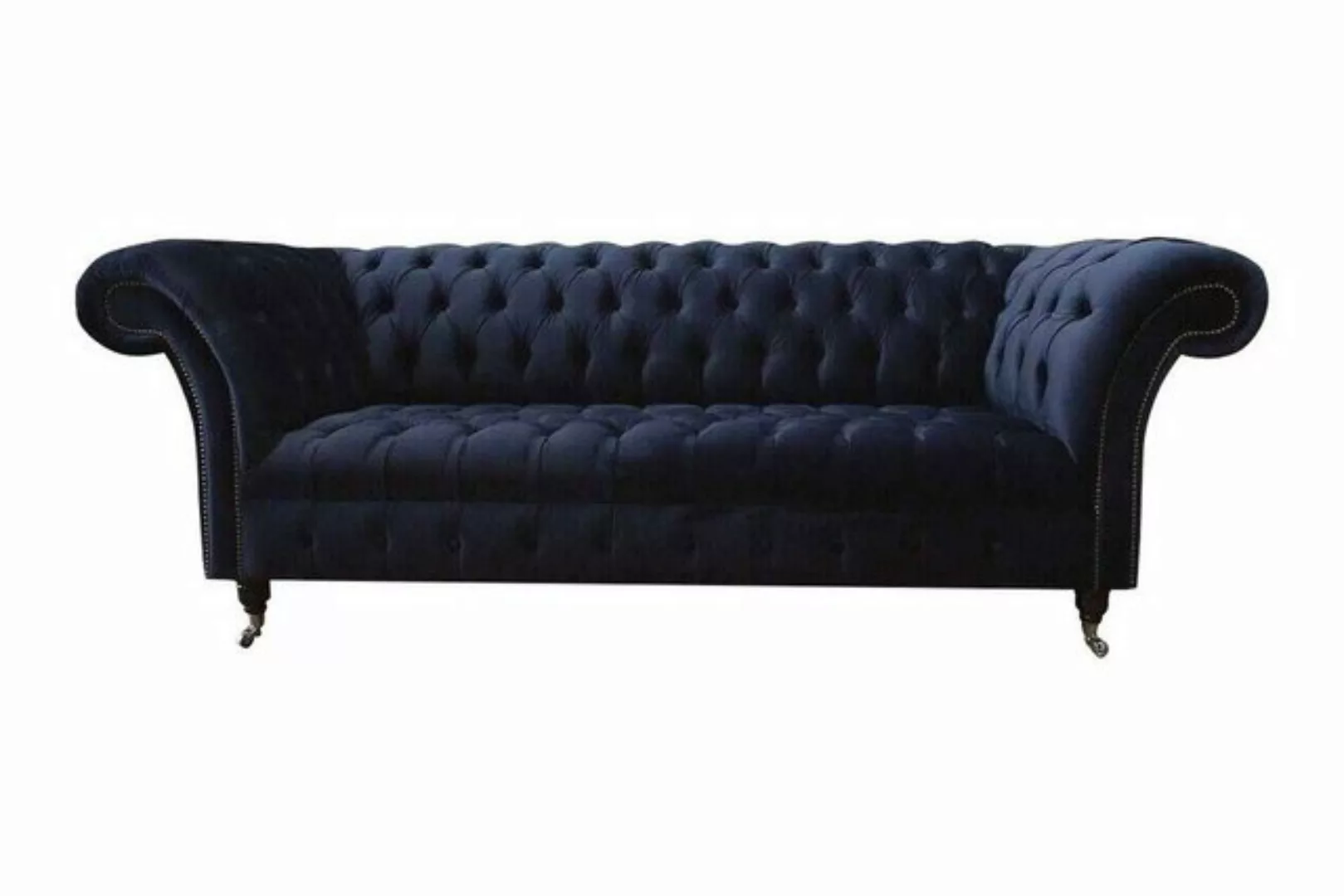 Xlmoebel Sofa Elegantes Sofa für drei Personen in blauer Textiloptik Möbels günstig online kaufen