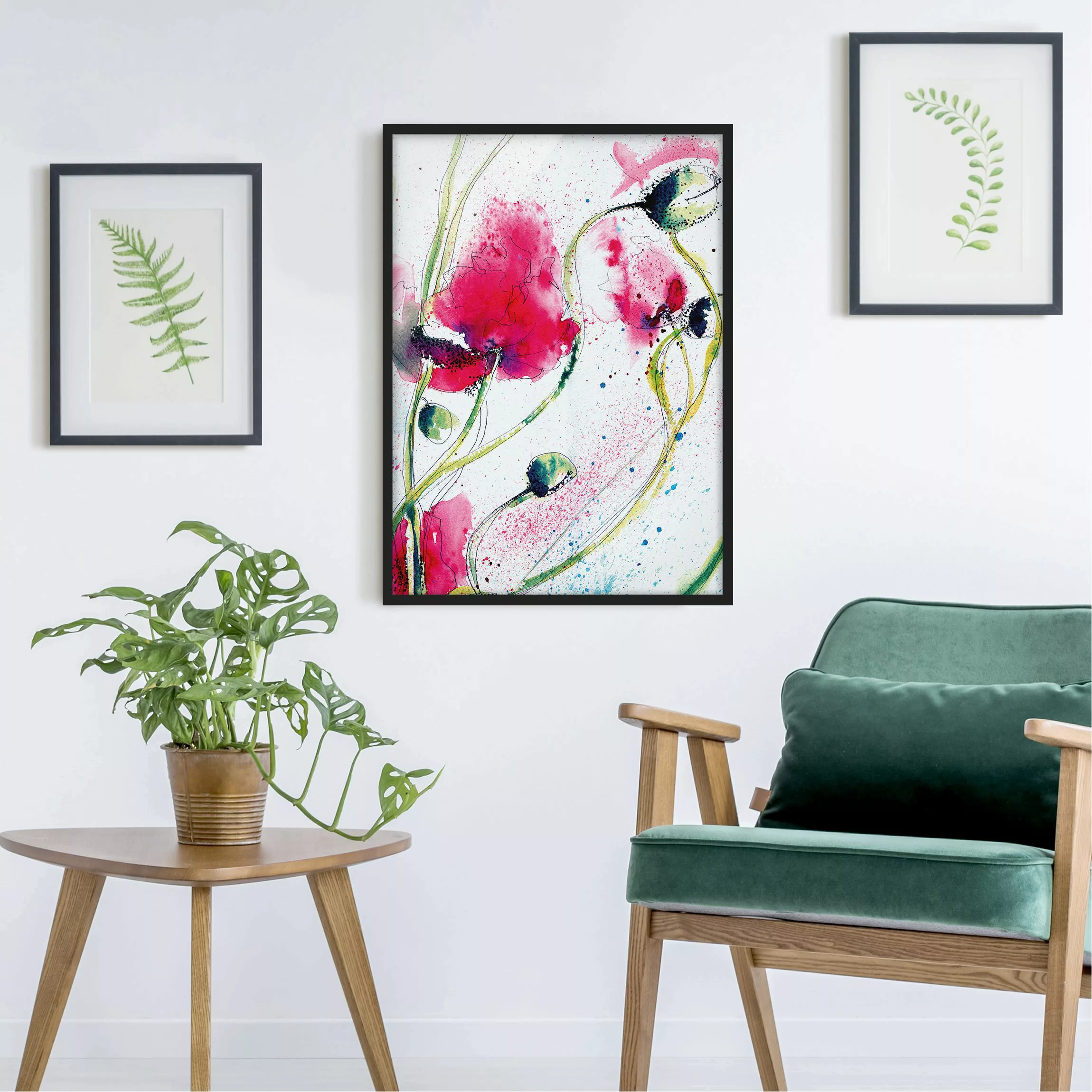 Bild mit Rahmen Blumen - Hochformat Painted Poppies günstig online kaufen