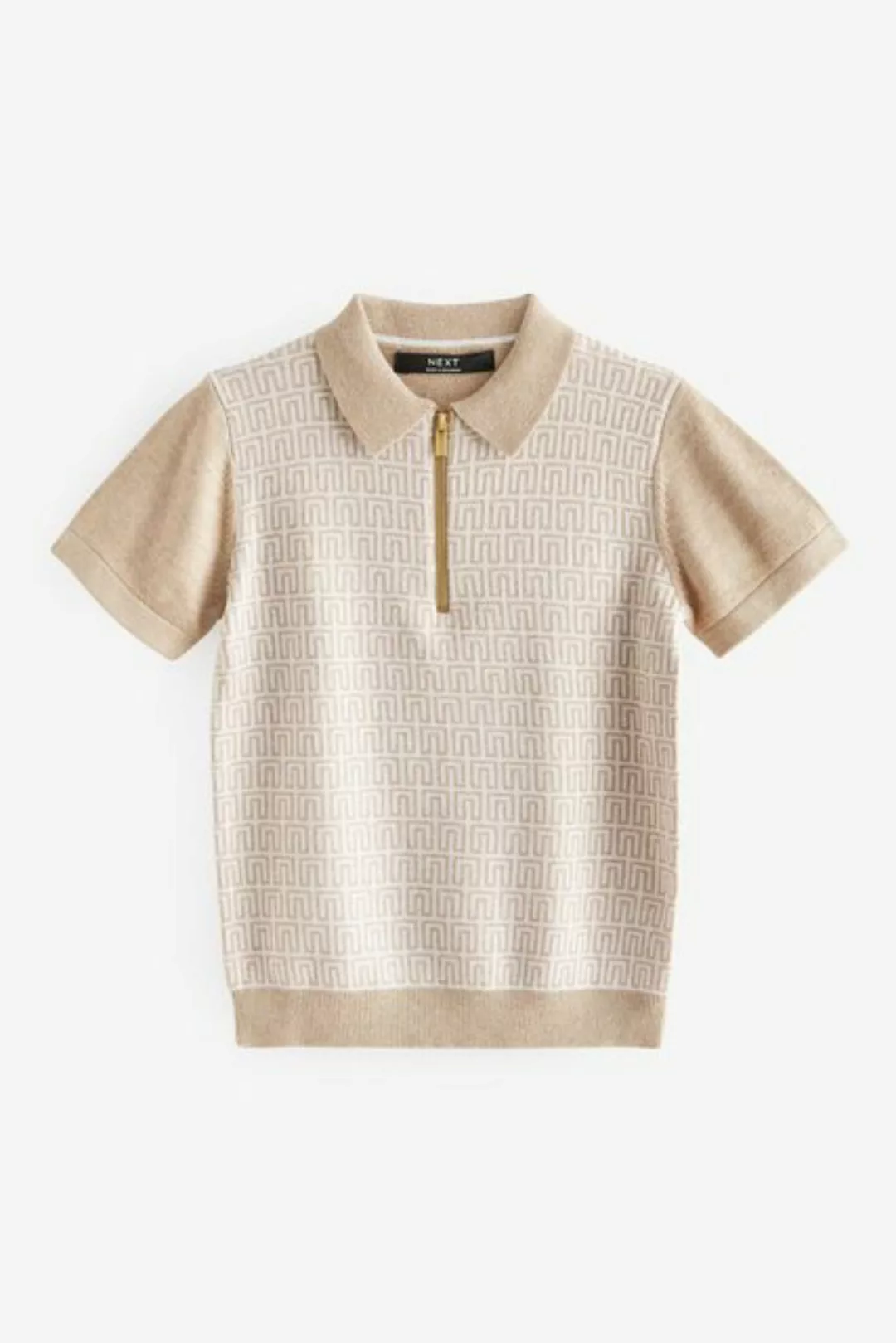 Next Poloshirt Kurzärmeliges Strick-Poloshirt mit Geo-Muster (1-tlg) günstig online kaufen