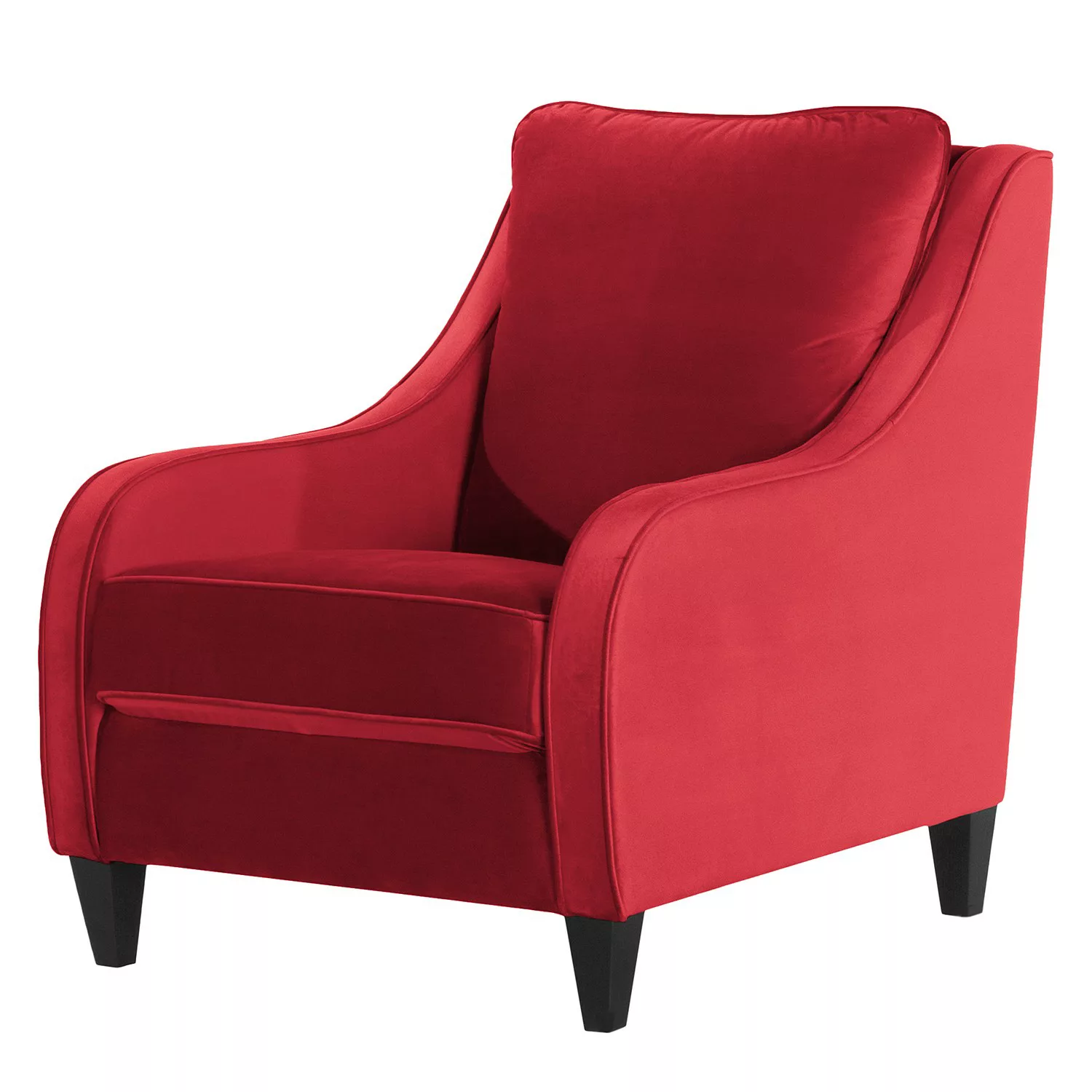 home24 Maison Belfort Sessel Wingen I Rot Samt mit Hocker 75x85x94 cm (BxHx günstig online kaufen