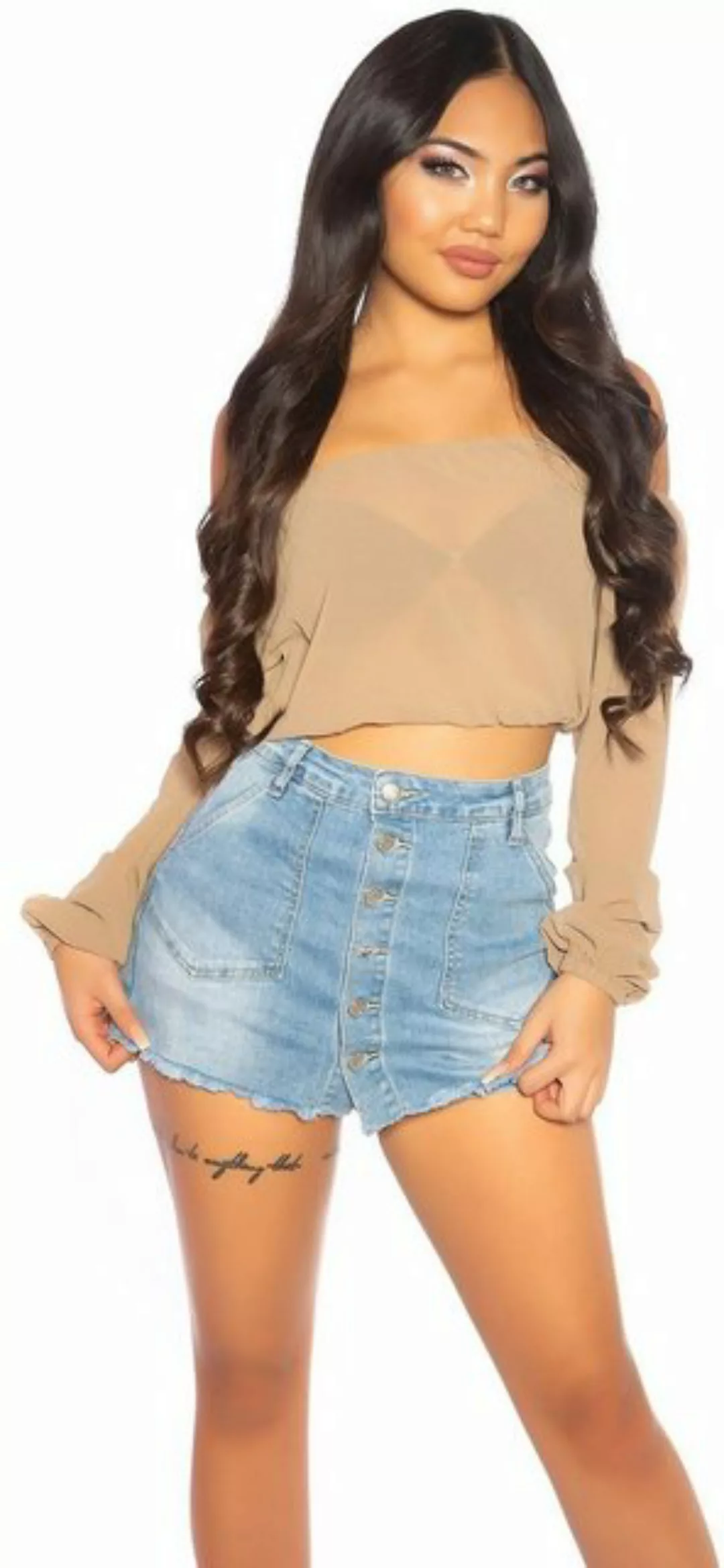 Koucla Crop-Top Langarm Croptop bauchfrei, Crop Top Shirt günstig online kaufen