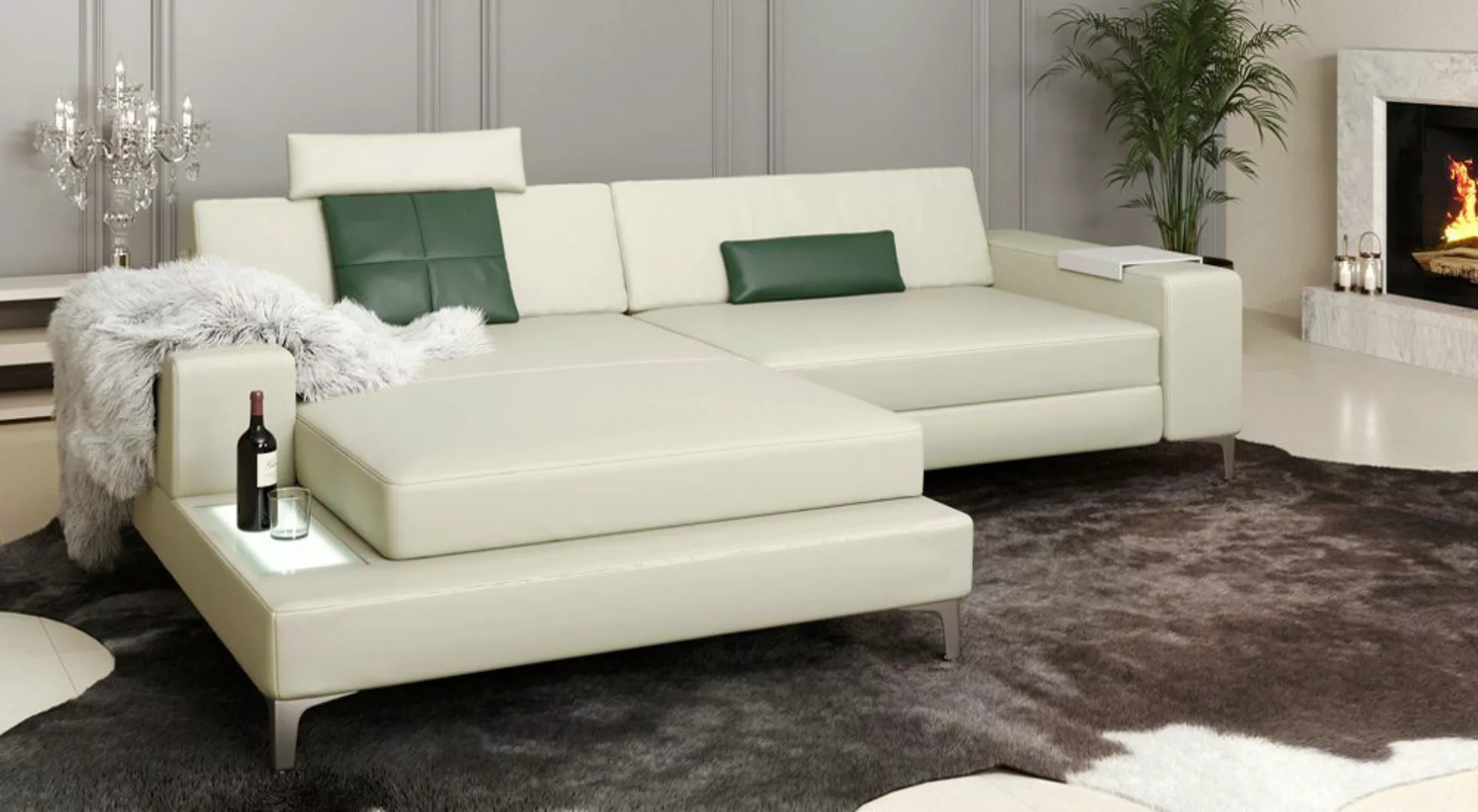 BULLHOFF Ecksofa Ledersofa Ecksofa Eckcouch L-Form Designsofa LED Wohnlands günstig online kaufen