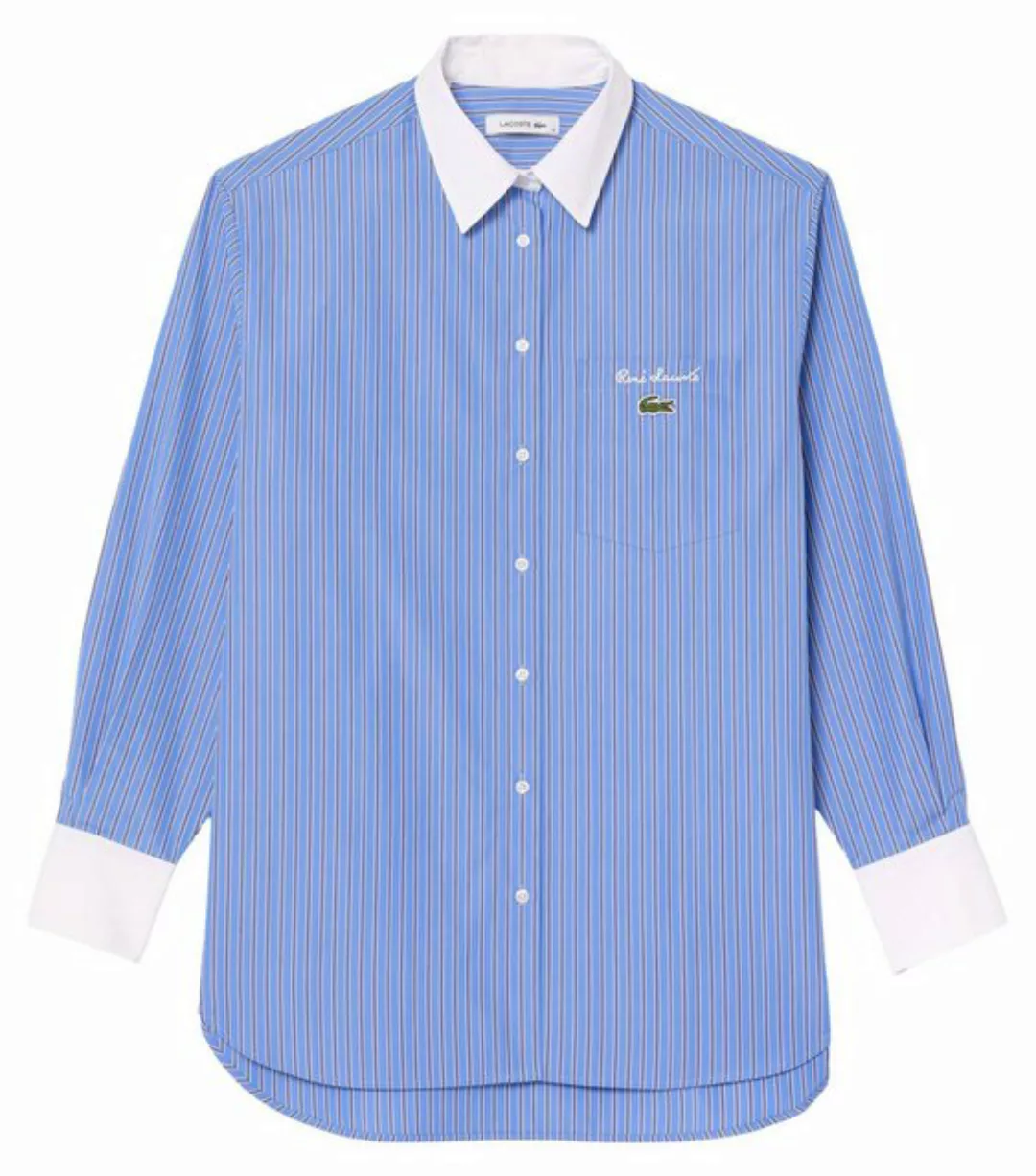 Lacoste Klassische Bluse Damen Hemdbluse aus Popeline Regular Fit (1-tlg) günstig online kaufen