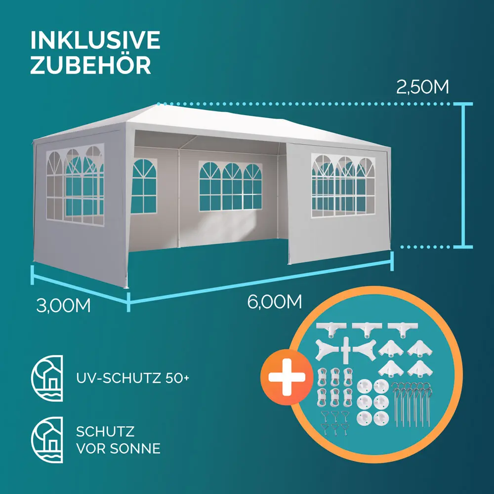 Casaria Partyzelt Rimini, weiß 3x6m UV-Schutz günstig online kaufen