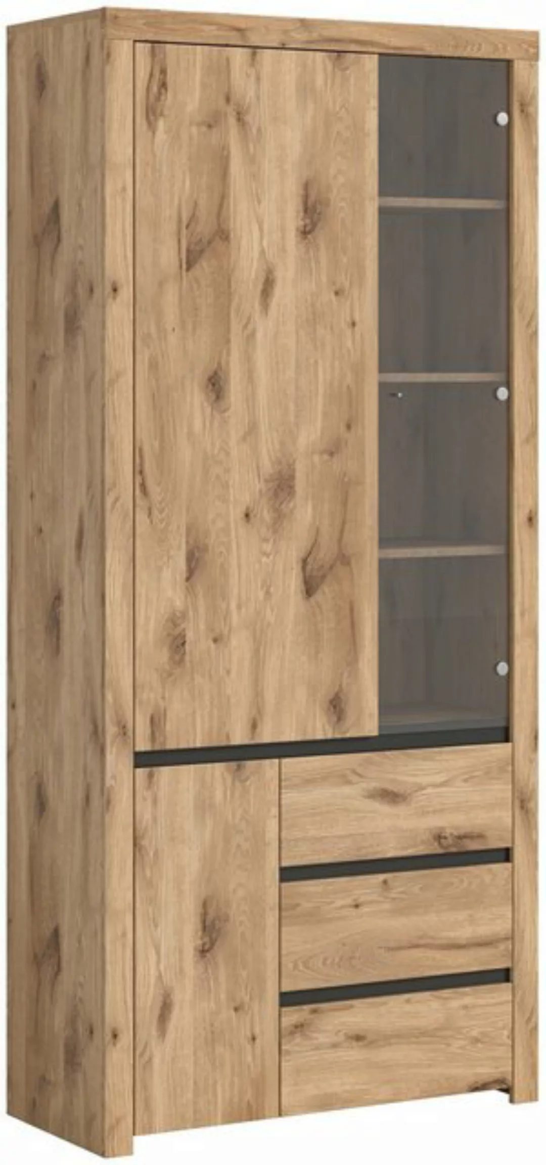 freiraum Vitrine Woody in Nox Oak - 91x200x37cm (BxHxT) günstig online kaufen