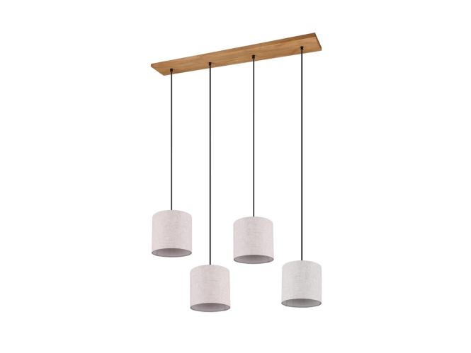Pendelleuchte 4x E27 Beige 1 Stück Metall / Stoff Hellbraun günstig online kaufen