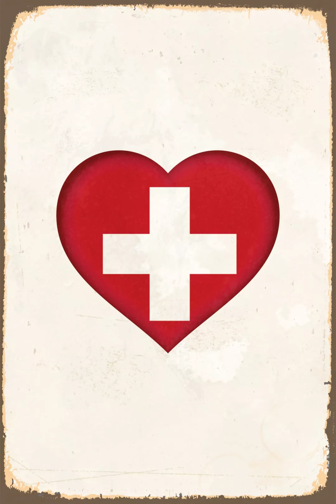 queence Metallbild "Heart for Switzerland", Schweiz, Blechschilder günstig online kaufen