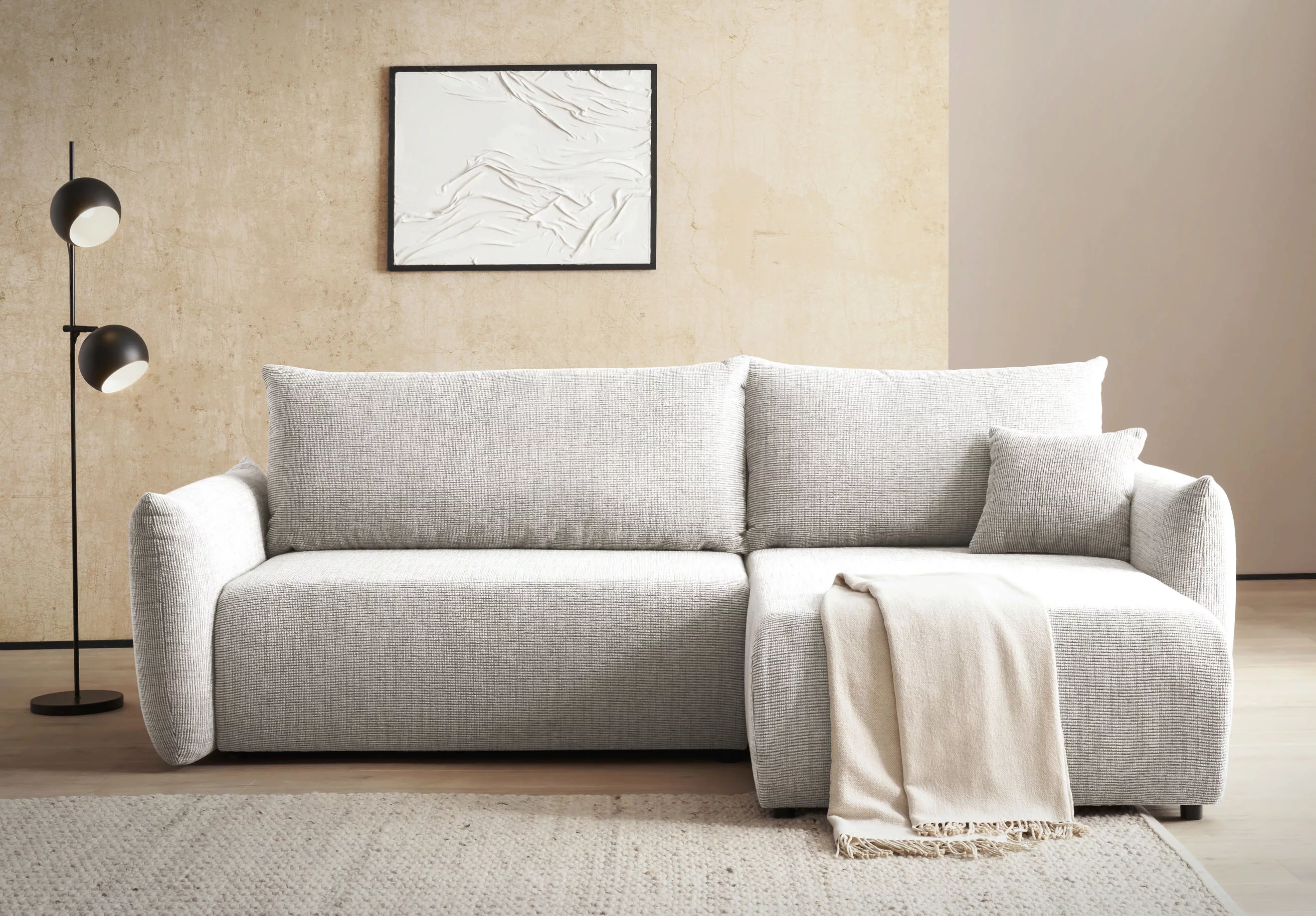 andas Ecksofa "MAVAS Schlafsofa mit Bettkasten, L-Form,", ca.257/127cm (Lie günstig online kaufen