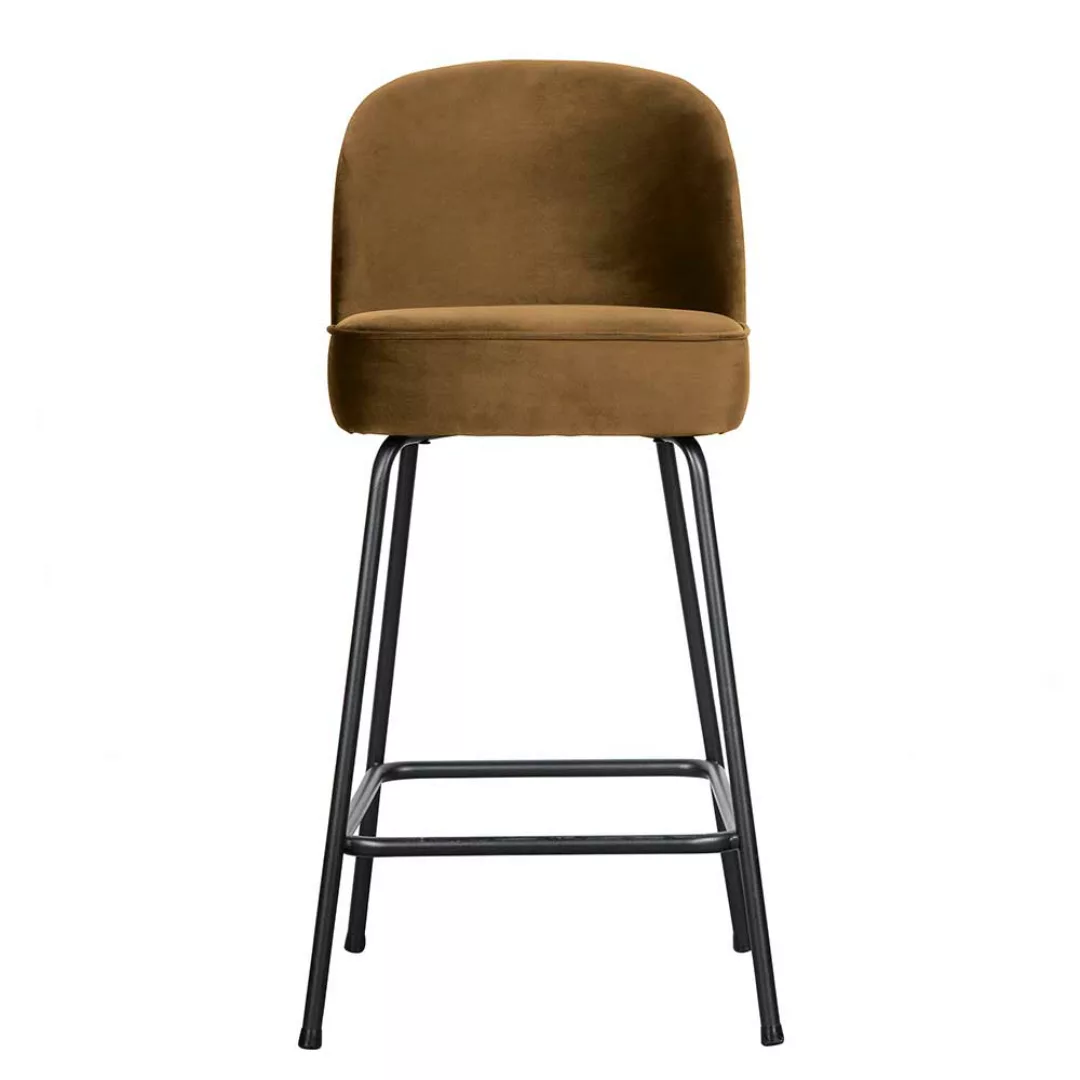 Barhocker Samt Metall im Retrostil 64 cm Sitzhöhe günstig online kaufen