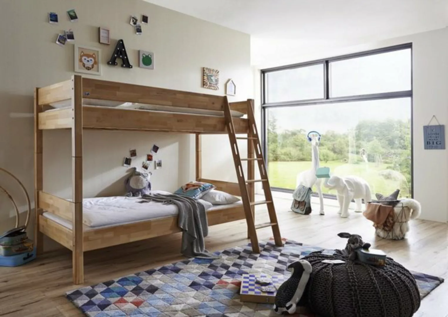 Natur24 Kinderbett Etagenbett Steffan Buche massiv Natur lackiert Bett günstig online kaufen