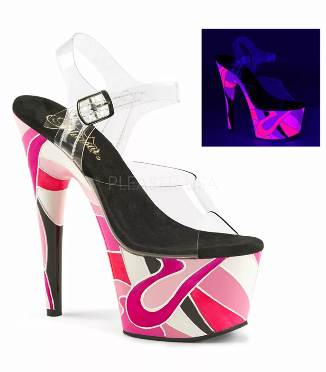 Plateau High Heels ADORE-708UVR - Neon Pink (Schuhgröße: EUR 37) günstig online kaufen