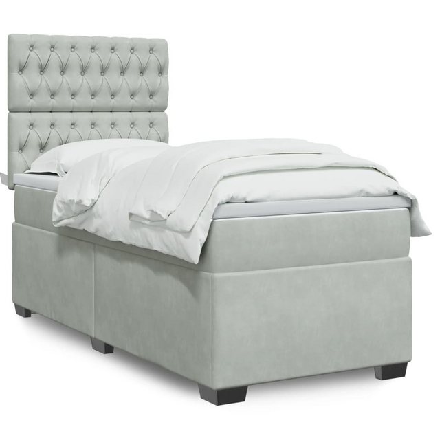 furnicato Bettgestell Boxspringbett mit Matratze Hellgrau 100x200 cm Samt günstig online kaufen