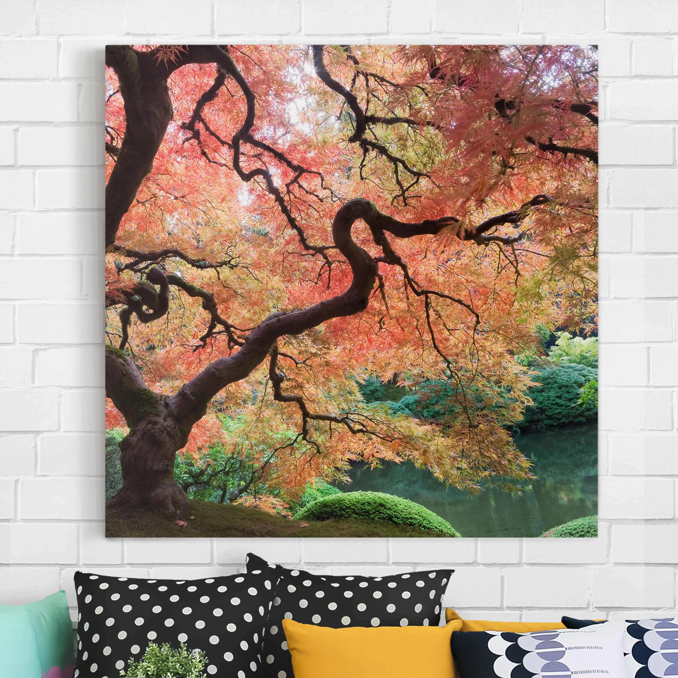 Leinwandbild Wald - Quadrat Japanischer Garten günstig online kaufen