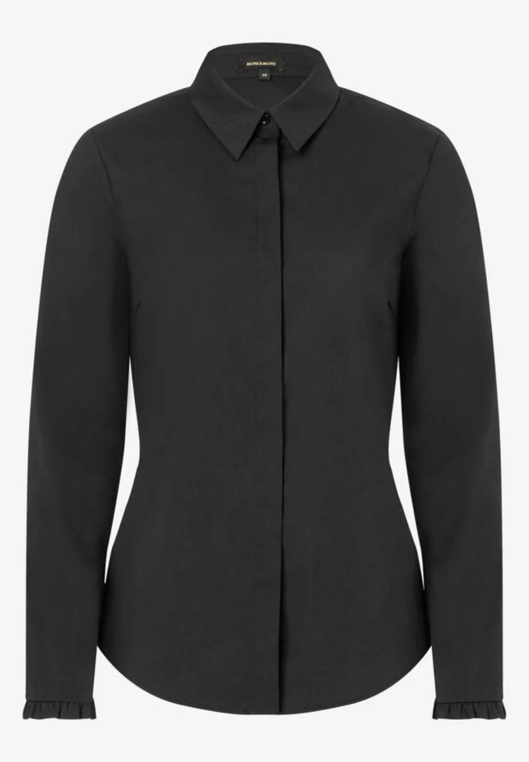 Hemdbluse mit Rüschendetail, schwarz, Frühjahrs-Kollektion günstig online kaufen
