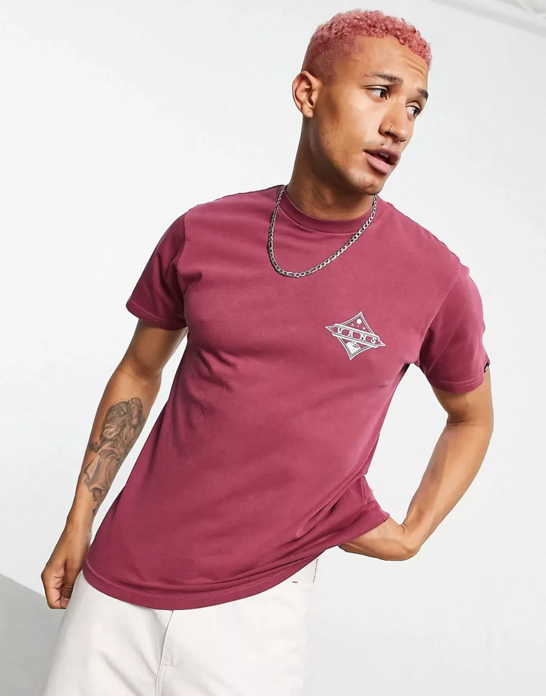 Vans – Vintage Pointed Shaper – T-Shirt mit Rückenprint in Rot günstig online kaufen