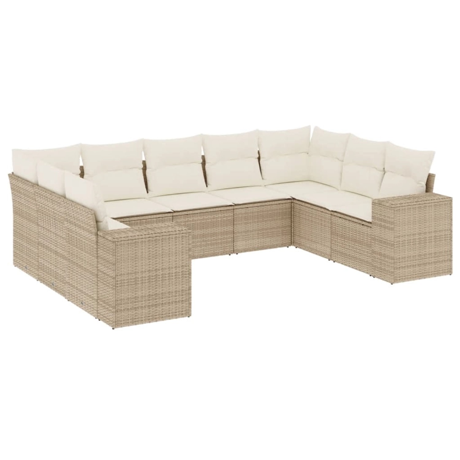 vidaXL 9-Tlg Garten-Sofagarnitur mit Kissen Beige Poly Rattan 3222997 günstig online kaufen