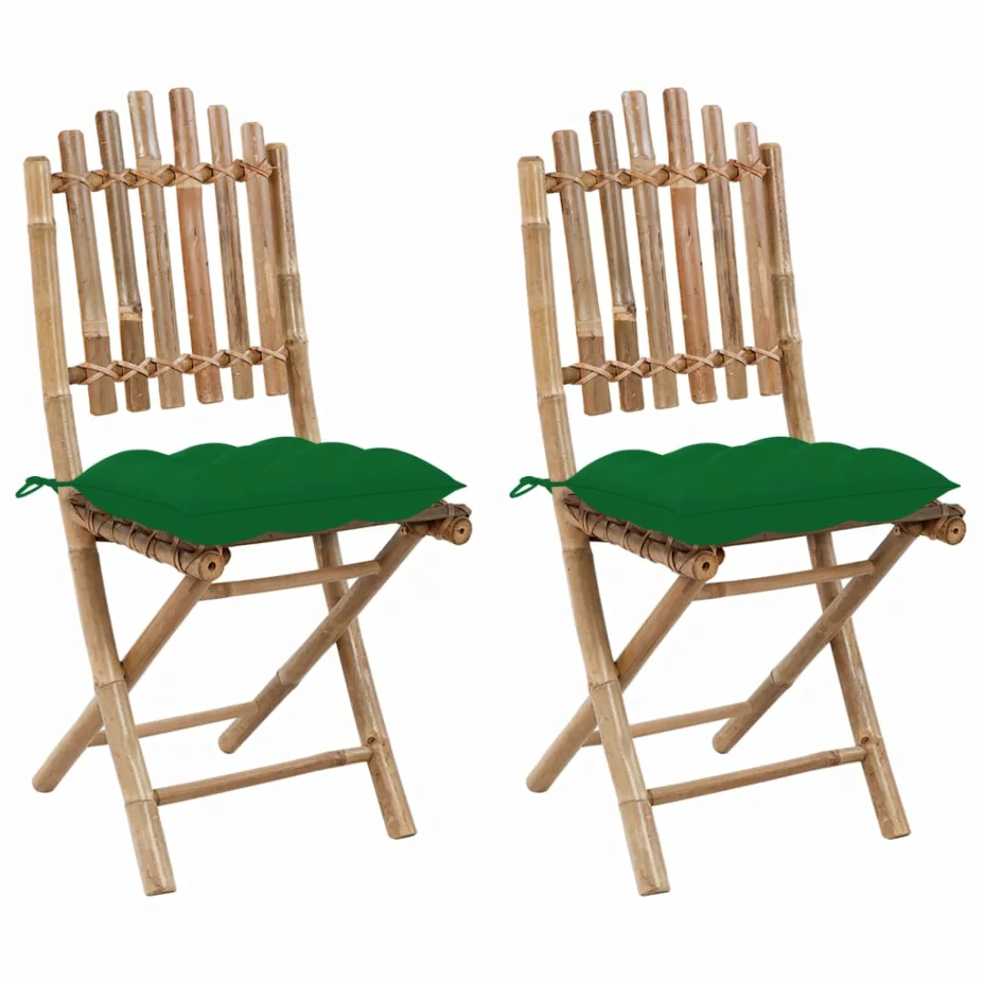 Klappbare Gartenstühle 2 Stk. Mit Kissen Bambus günstig online kaufen