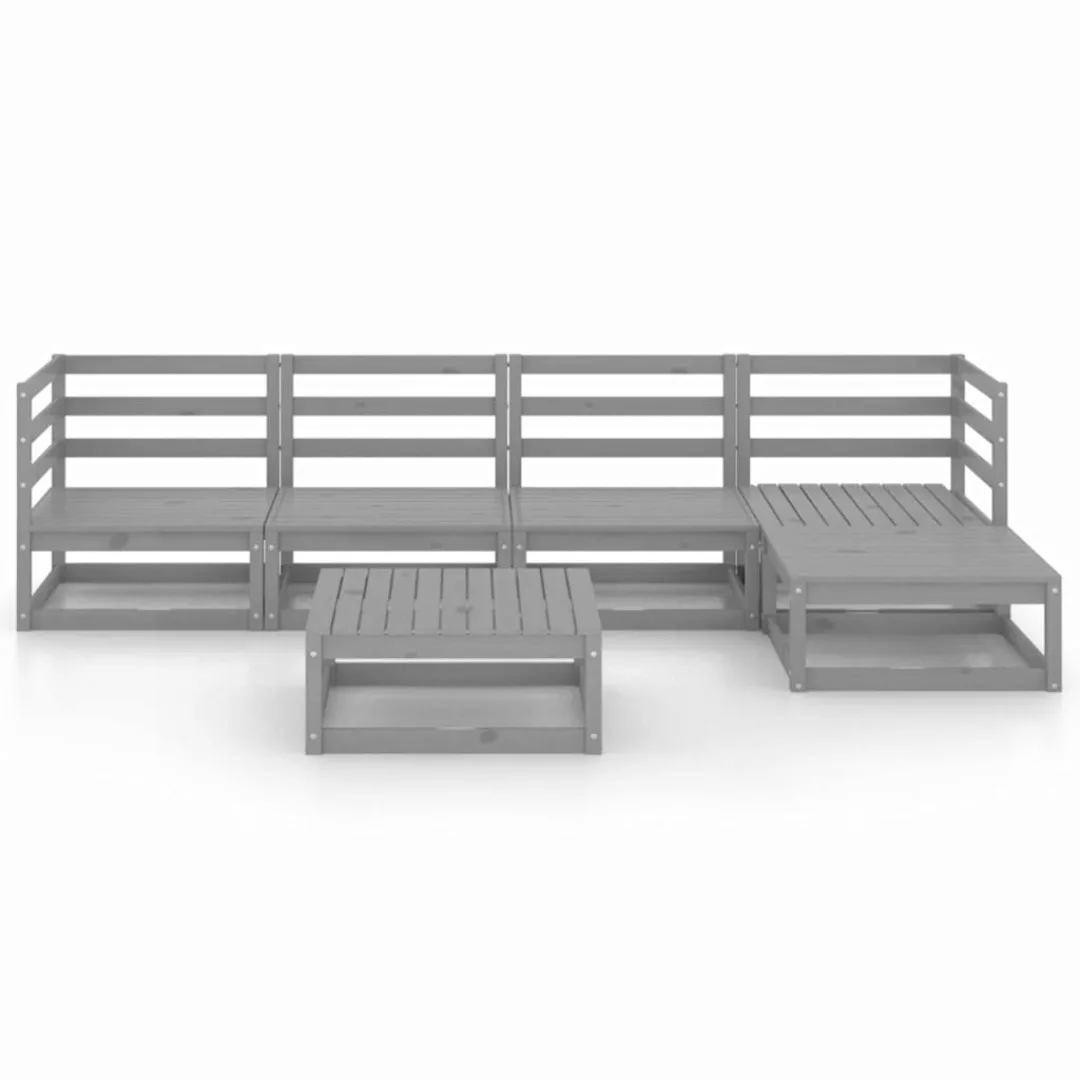 6-tlg. Garten-lounge-set Grau Kiefer Massivholz günstig online kaufen