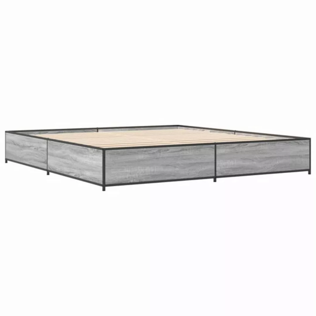 vidaXL Bett Bettgestell Grau Sonoma 160x200 cm Holzwerkstoff und Metall günstig online kaufen