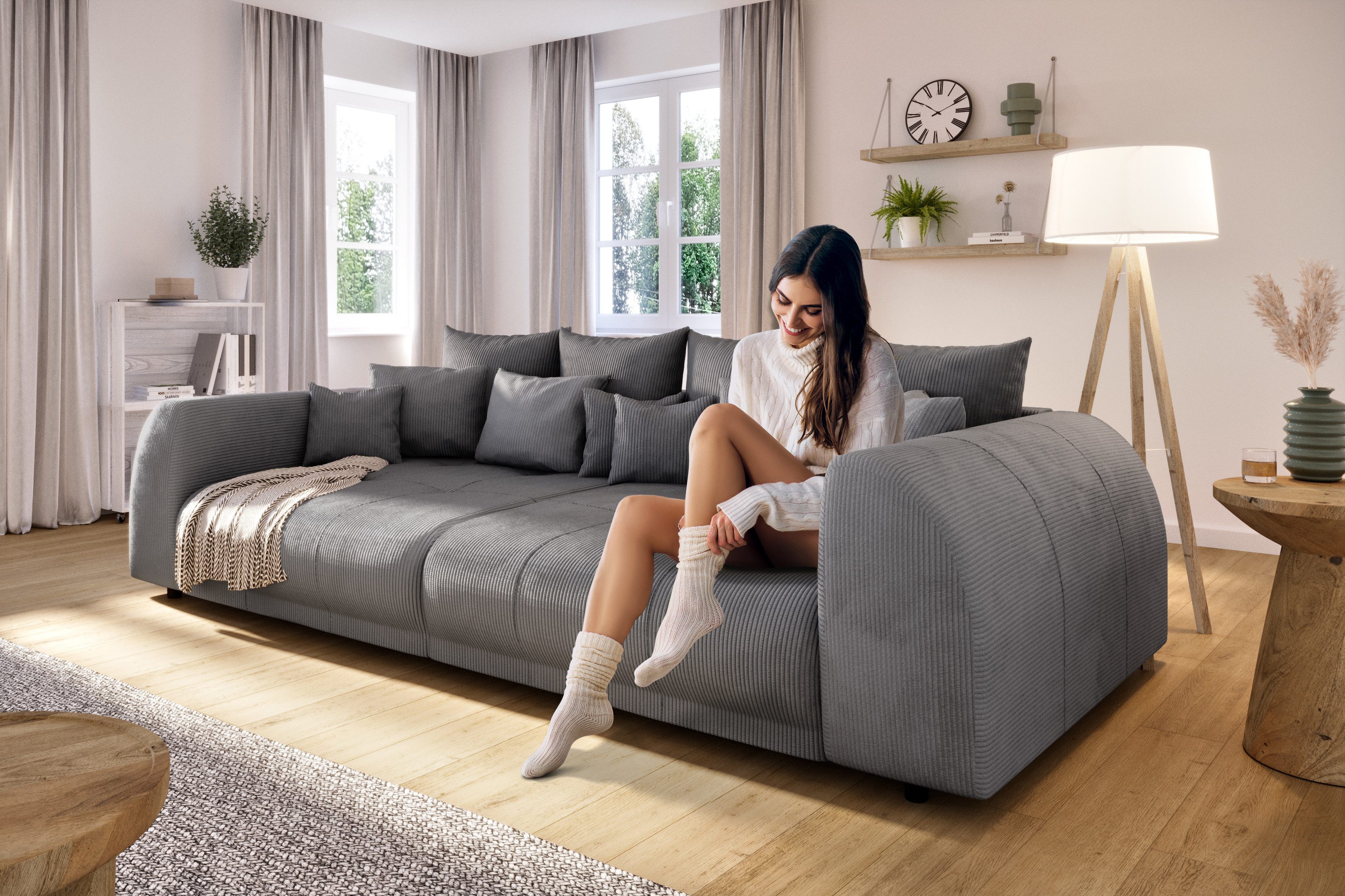 S-Style Möbel Big-Sofa Levana 5-Sitzer Boxspringfederung günstig online kaufen