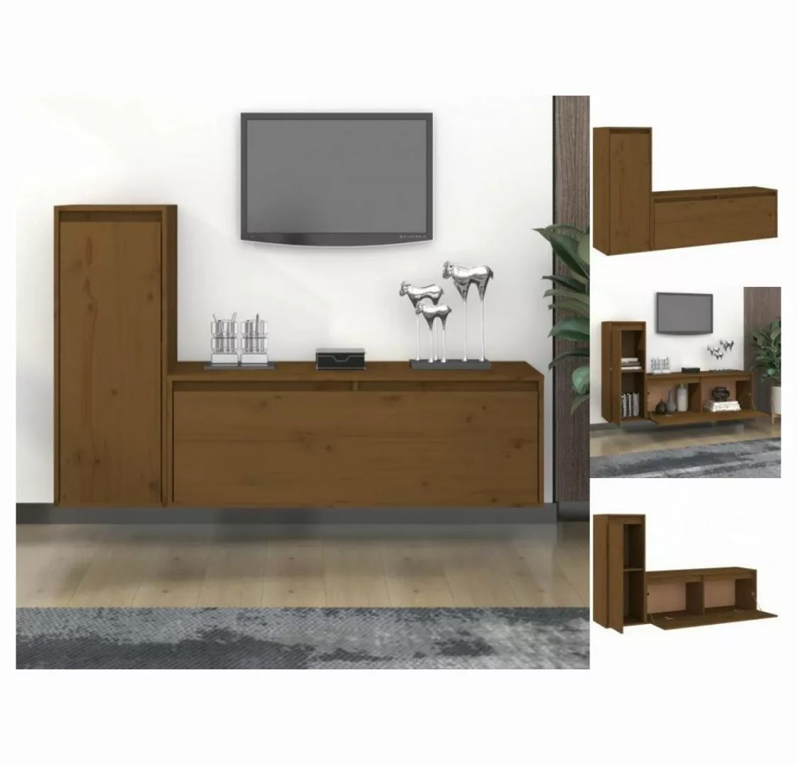 vidaXL TV-Schrank TV-Schränke 2 Stk Honigbraun Massivholz Kiefer Lowboard L günstig online kaufen