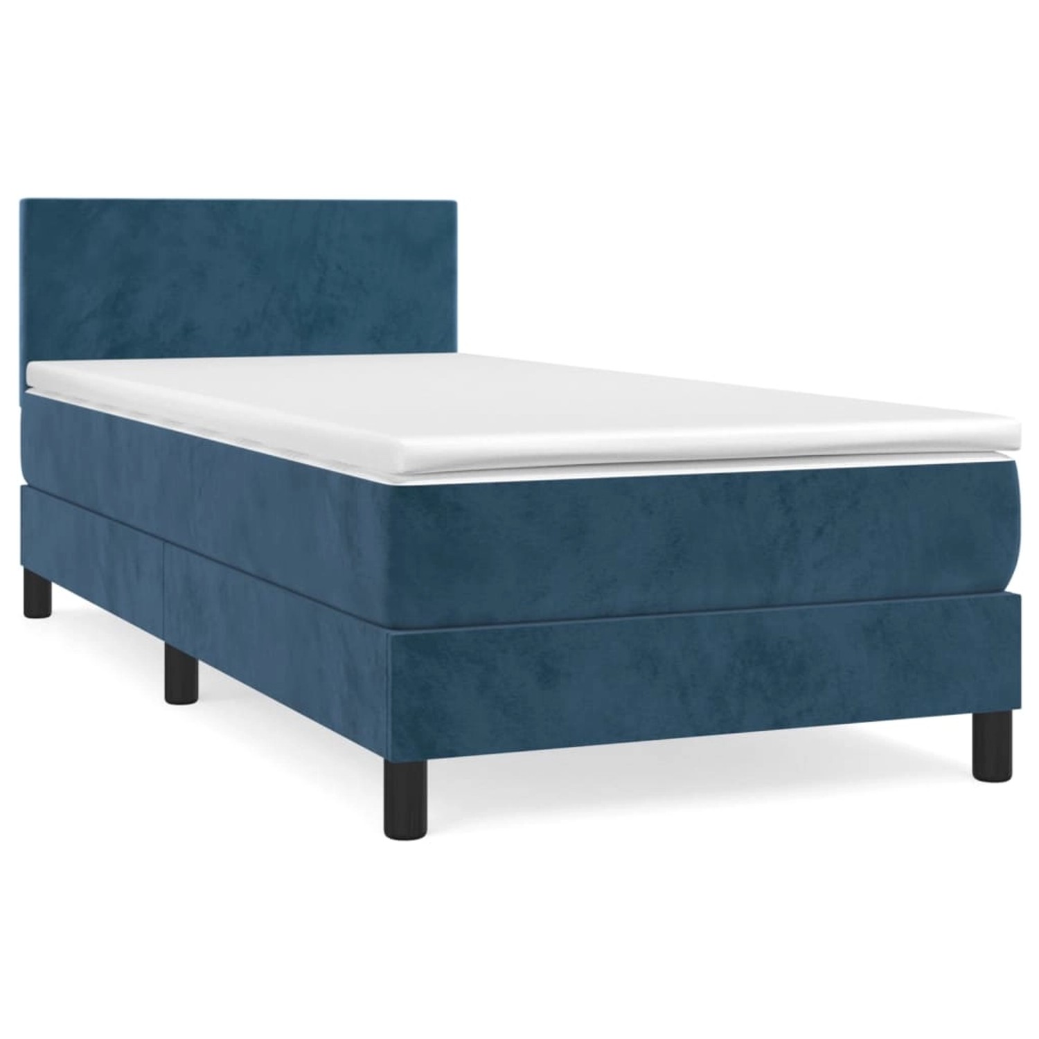 vidaXL Boxspringbett Boxspringbett mit Matratze Dunkelblau 100x200 cm Samt günstig online kaufen